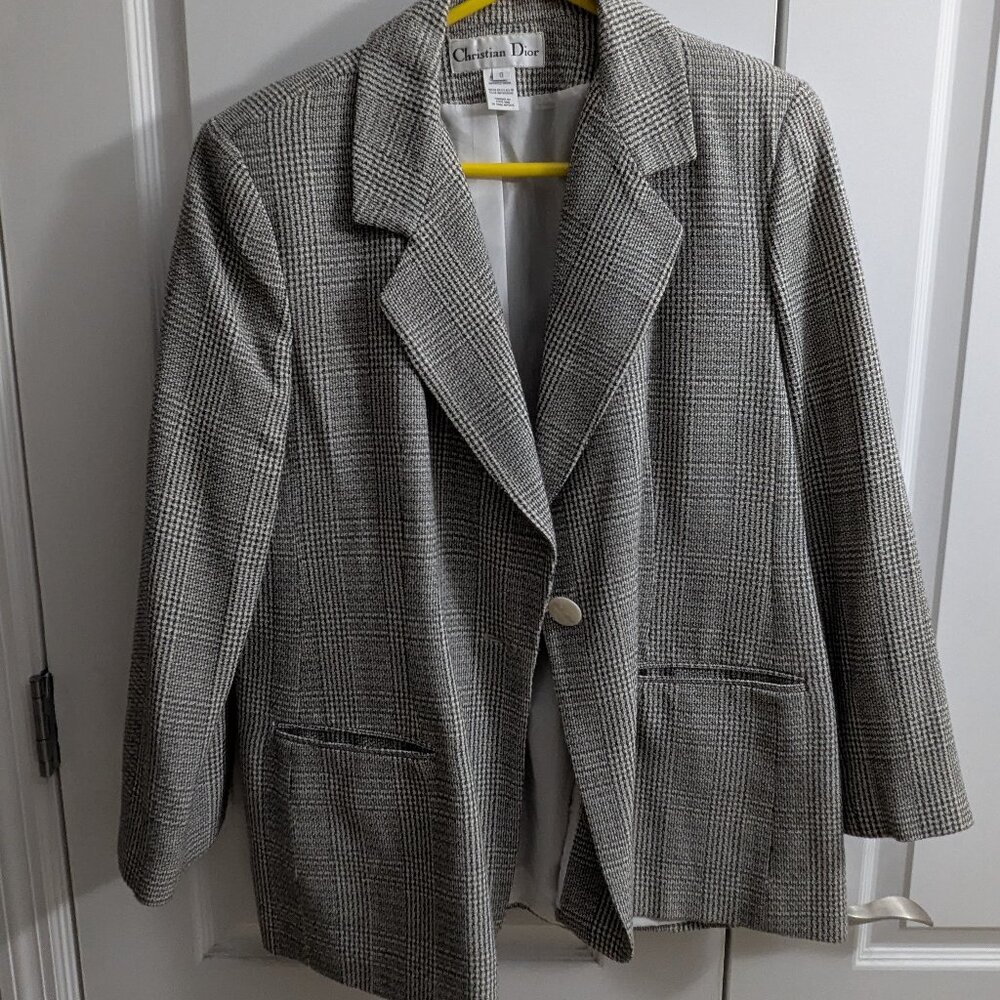 Christian Dior Check Pattern Women's Blazer - Size 8